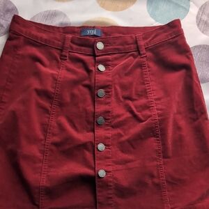YMI Women's Burgundy Button-Down Mini Skirt